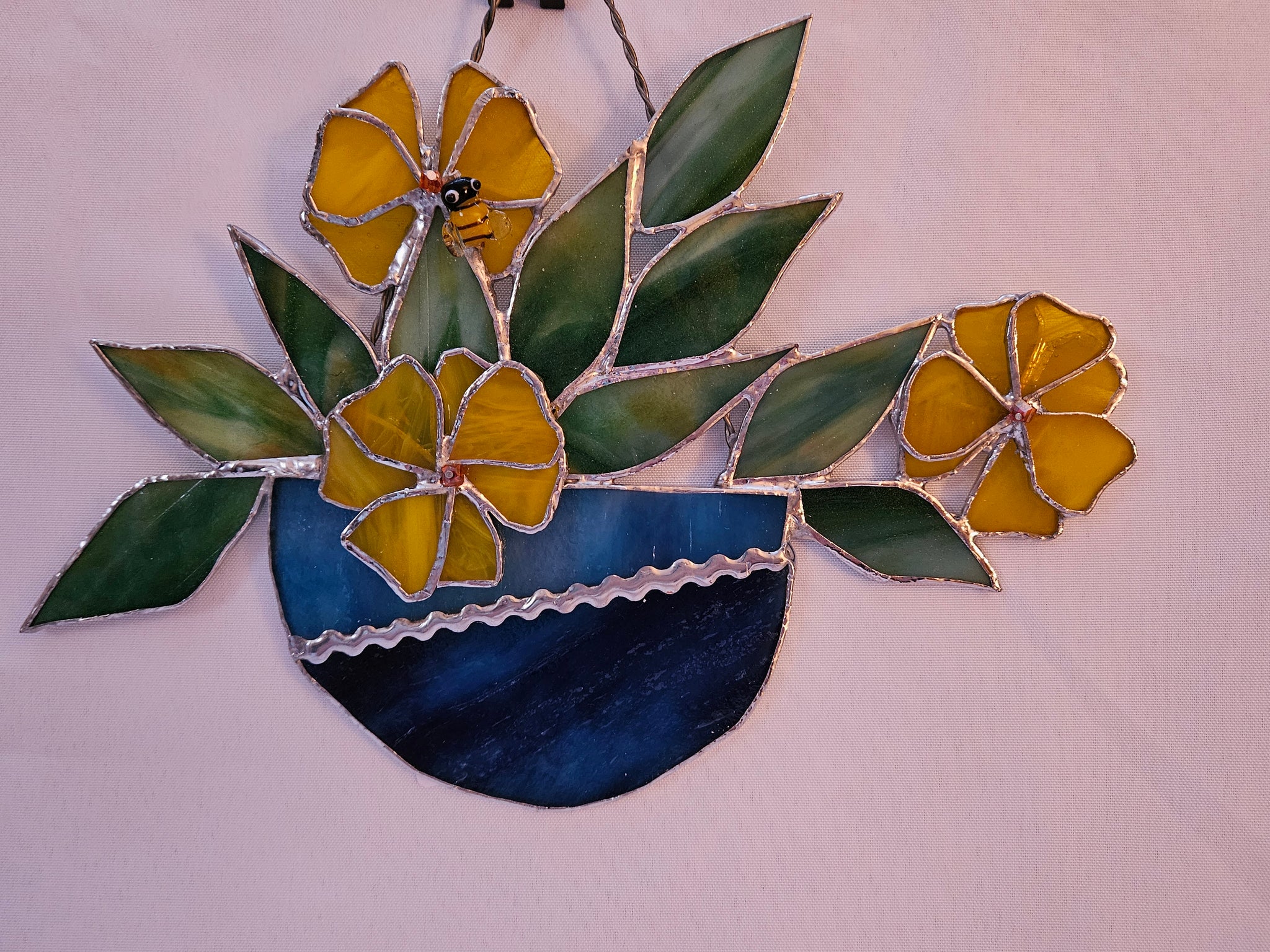stained glass plant pot Stained Glass Flower Pot w/ Yellow Flowers – Flat Panda Crafts