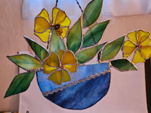 Stained Glass Flower Pot w/ Yellow Flowers