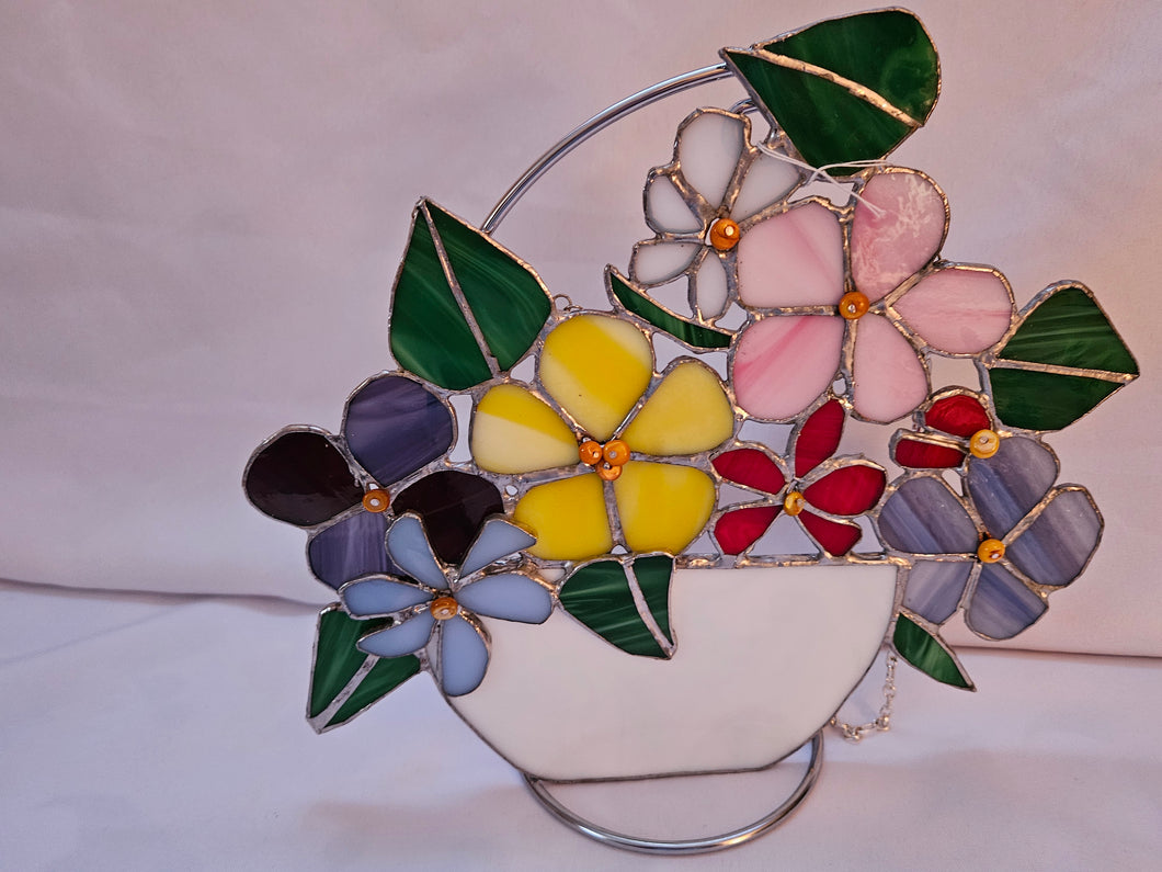 Stained Glass - Colorful Flower Pot