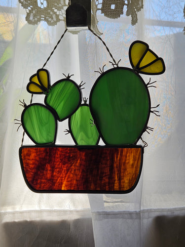 Stained Glass - Cactus in Brown Pot