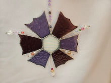 Stained  Glass - Art Deco Purple Flower w/ Beaded Embellishment