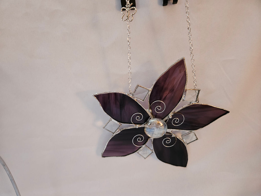 Stained Glass - Large Purple Bevel Flower